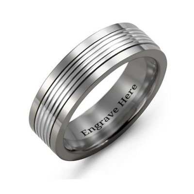 Men's Tungsten Inlay Band Ring - The Name Jewellery™