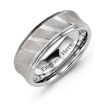 Men's Tungsten Ring with Diagonal Brushed Stripes - The Name Jewellery™