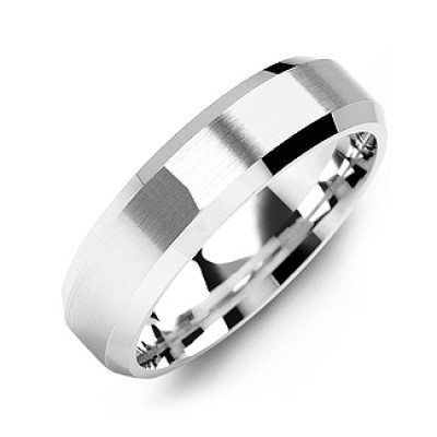Modern Brushed Men's Ring with Beveled Edges - The Name Jewellery™