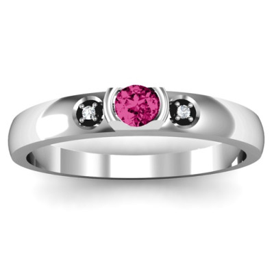 Open Bezel Cut Ring with Accents Stones - The Name Jewellery™