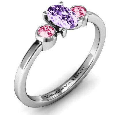 Oval Centre with Twin Bezel Rounds Ring - The Name Jewellery™
