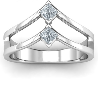 Peaks and Valleys Geometric Ring With Princess Stones - The Name Jewellery™