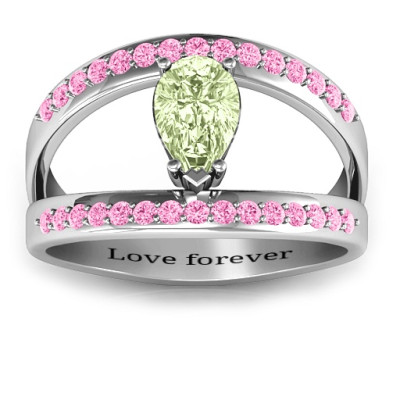 Pear With Flair Ring with Accents - The Name Jewellery™