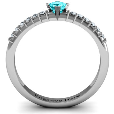 Princess Centre Stone Ring with Twin Accent Rows - The Name Jewellery™