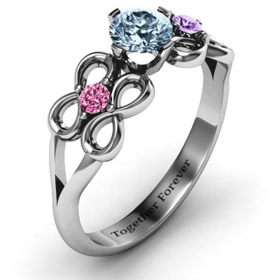 Quad Infinity Ring with Centre stone and Dual Accent Ring - The Name Jewellery™