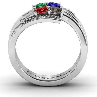 Quad Princess Stone Ring with Accents - The Name Jewellery™