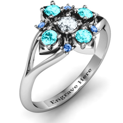 Round Stone  Beehive  Bloom Ring with Acccents - The Name Jewellery™