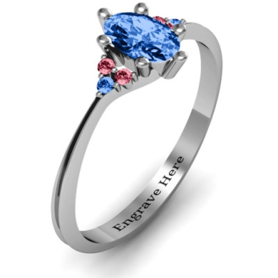 Solitaire Oval with Triple Accents Ring - The Name Jewellery™