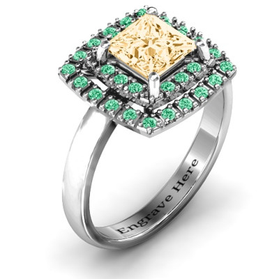 Splendid Double Halo Princess Ring - The Name Jewellery™