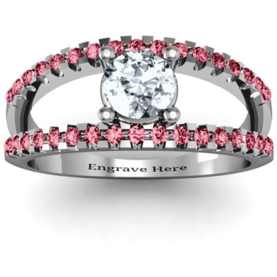 Split Shank Circle and Twin Accent Rows Ring - The Name Jewellery™
