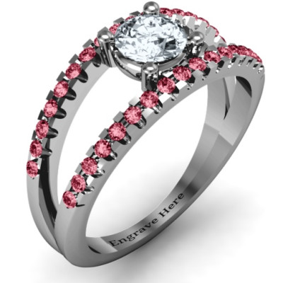 Split Shank Circle and Twin Accent Rows Ring - The Name Jewellery™