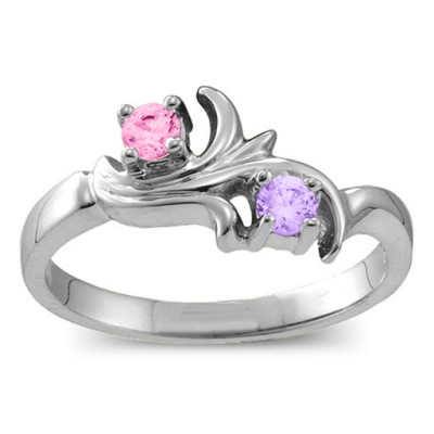 Sterling Silver  Nouveau  Flame 2-6 Gemstones Ring - The Name Jewellery™