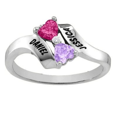 Sterling Silver  Rhapsody  Kissing Hearts Ring - The Name Jewellery™
