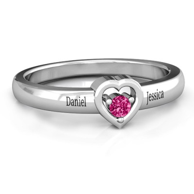 Sterling Silver  Solitaire  Heart Ring - The Name Jewellery™