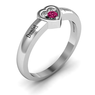 Sterling Silver  Solitaire  Heart Ring - The Name Jewellery™
