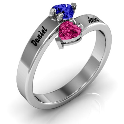 Sterling Silver  Tribute  Hearts Bypass Ring - The Name Jewellery™