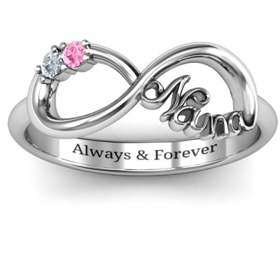 Sterling Silver 2-10 Stone Nana Infinity Ring - The Name Jewellery™