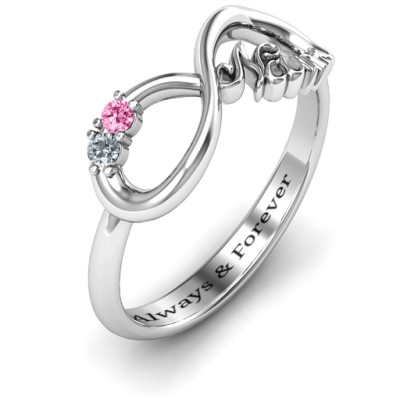 Sterling Silver 2-10 Stone Nana Infinity Ring - The Name Jewellery™