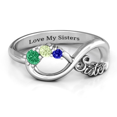 Sterling Silver 2-4 Stone Sisters Infinity Ring - The Name Jewellery™