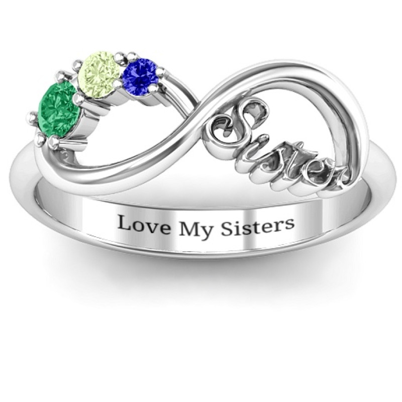 logica aanpassen opvolger Sterling Silver 2-4 Stone Sisters Infinity Ring