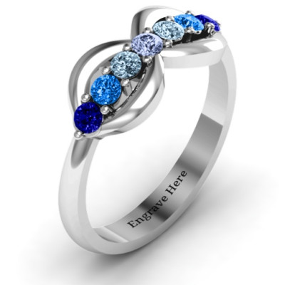 Sterling Silver 7 Stones Infinity Ring - The Name Jewellery™