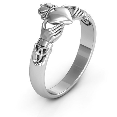 Sterling Silver Celtic Knotted Claddagh Ring - The Name Jewellery™
