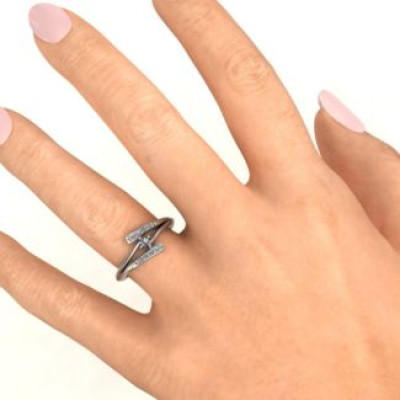 Sterling Silver Double Bypass Channel Set Accent Ring - The Name Jewellery™