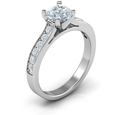 Sterling Silver Elegant Duchess Ring with Shoulder Accents - The Name Jewellery™