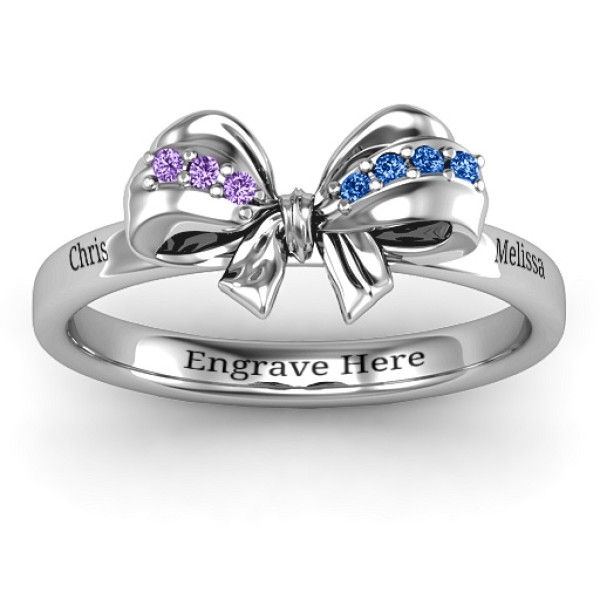 Sterling Silver Fancy Stone Set Bow Ring - The Name Jewellery™