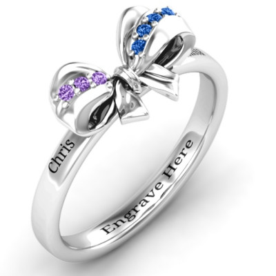 Sterling Silver Fancy Stone Set Bow Ring - The Name Jewellery™