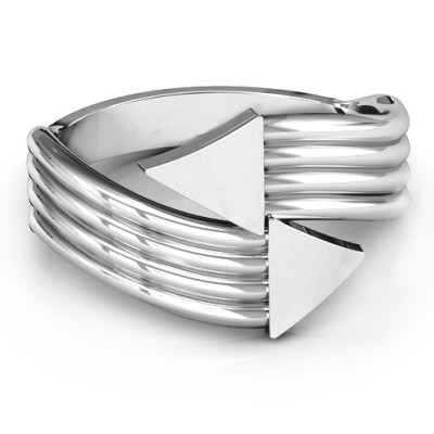 Sterling Silver Geometric Arrows and Triangles Bypass Ring - The Name Jewellery™