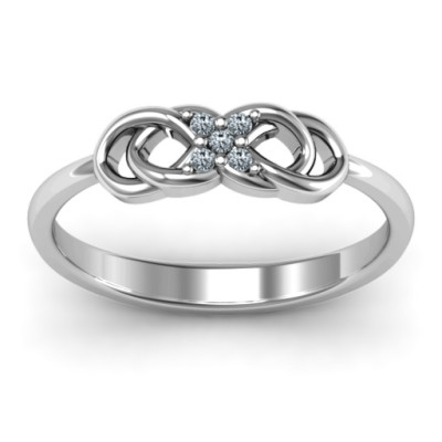 Sterling Silver Infinity Knot Ring with Accents - The Name Jewellery™