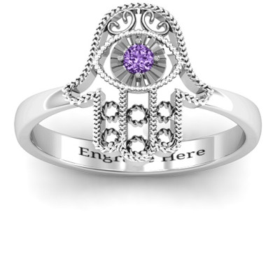 Sterling Silver Protection Hamsa Ring - The Name Jewellery™