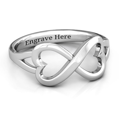 Sterling Silver Simple Double Heart Infinity Ring - The Name Jewellery™
