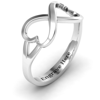 Sterling Silver Simple Double Heart Infinity Ring - The Name Jewellery™