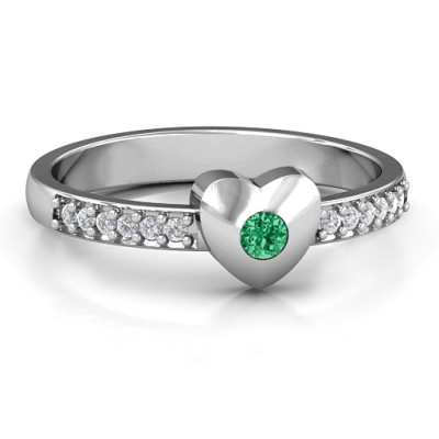 Sterling Silver Solid Heart with Micro Pave Accents Ring - The Name Jewellery™