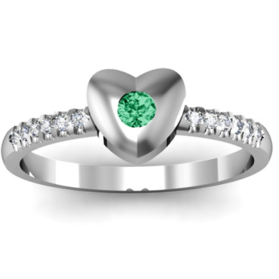 Sterling Silver Solid Heart with Micro Pave Accents Ring - The Name Jewellery™