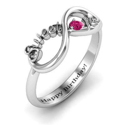 Sterling Silver Sweet 16 with Birthstone Infinity Ring - The Name Jewellery™
