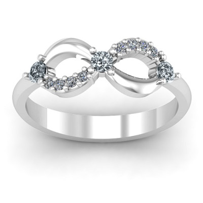 Sterling Silver Three Stone Infinity Ring with Accents - The Name Jewellery™