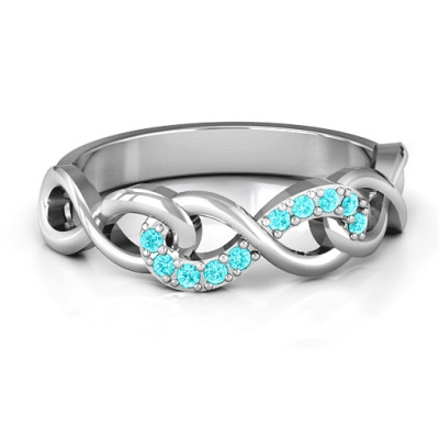 Sterling Silver Triple Entwined Infinity Ring with Accents - The Name Jewellery™