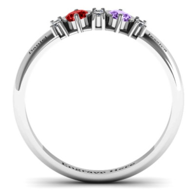 Sterling Silver Twin Circular Half Bezel Twin Accent Ring - The Name Jewellery™