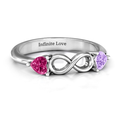 Sterling Silver Two Hearts to Infinity Ring - The Name Jewellery™