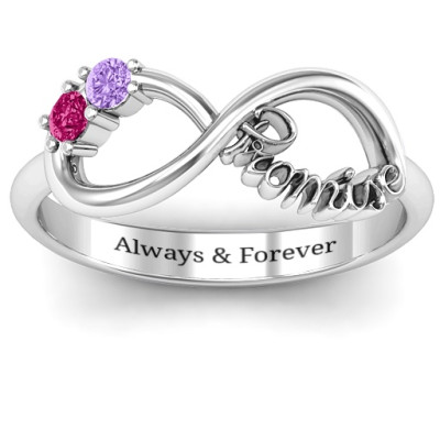 Sterling Silver Two Stone Promise Infinity Ring - The Name Jewellery™