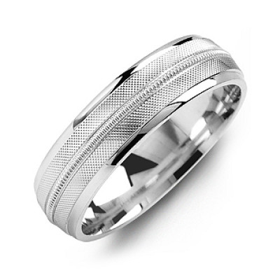 Textured Men's Ring with Centre Milgrain Detail - The Name Jewellery™