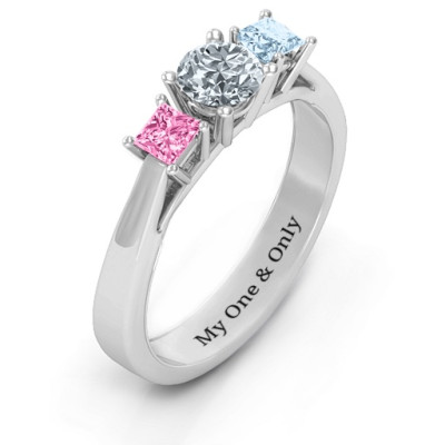 Three Stone Eternity with Princess Accents Ring - The Name Jewellery™