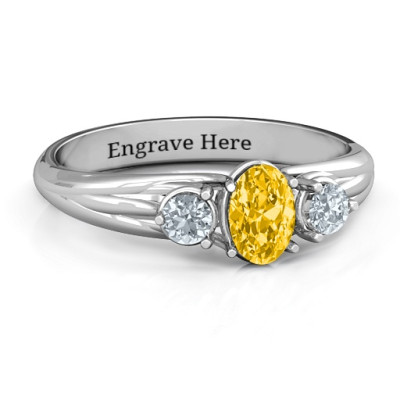 Three Stone Oval Centre Ring - The Name Jewellery™