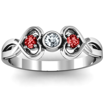 Twin Hearts with Centre Bezel Ring - The Name Jewellery™
