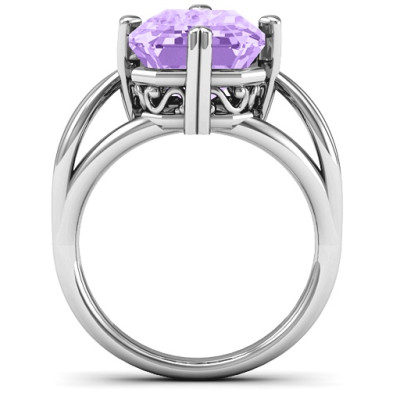 Twisted Shank Emerald Cut Stone with Filigree Ring - The Name Jewellery™