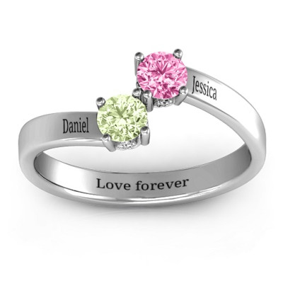Two Stone Ring With Filigree Settings - The Name Jewellery™