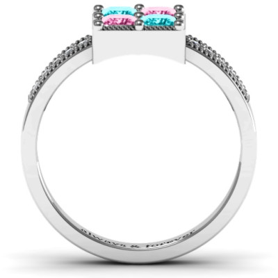 Vintage Princess Cut Ring with Shoulder Accents - The Name Jewellery™